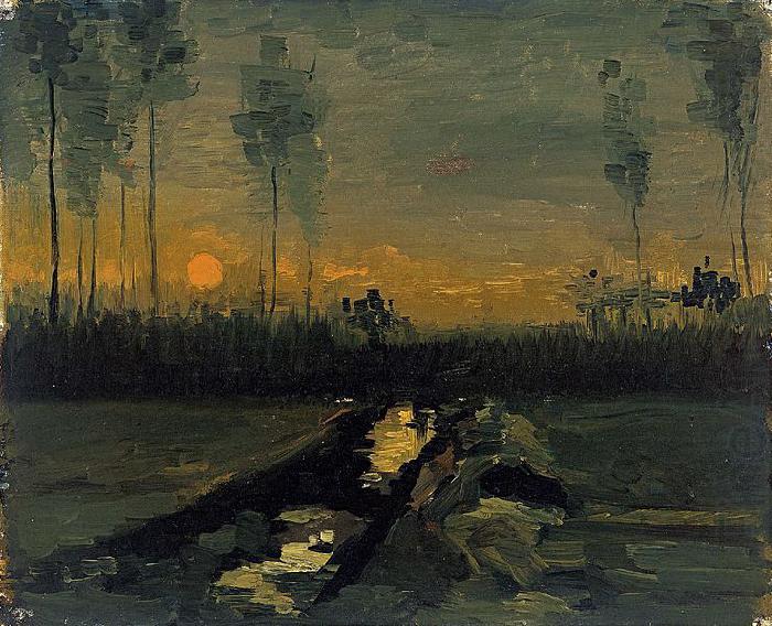 Landscape at sunset, Vincent Van Gogh